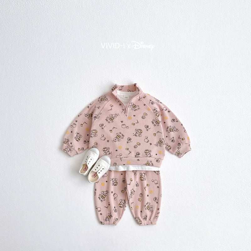 Vivid I - Korean Children Fashion - #minifashionista - D Waffle Top Bottom Set - 4