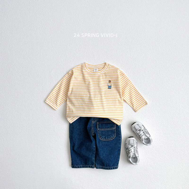 Vivid I - Korean Children Fashion - #todddlerfashion - 24 ST Bear Embroidery Single Tee - 8