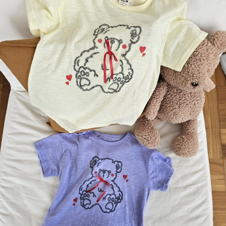 1St Blue - Korean Children Fashion - #Kfashion4kids - Ribbon Bear Tee - 9