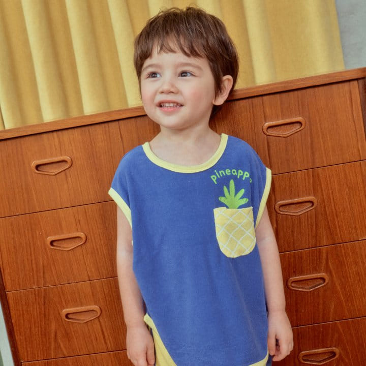 1St Blue - Korean Children Fashion - #Kfashion4kids - Fruit Pocket Sleeveless Tee - 6