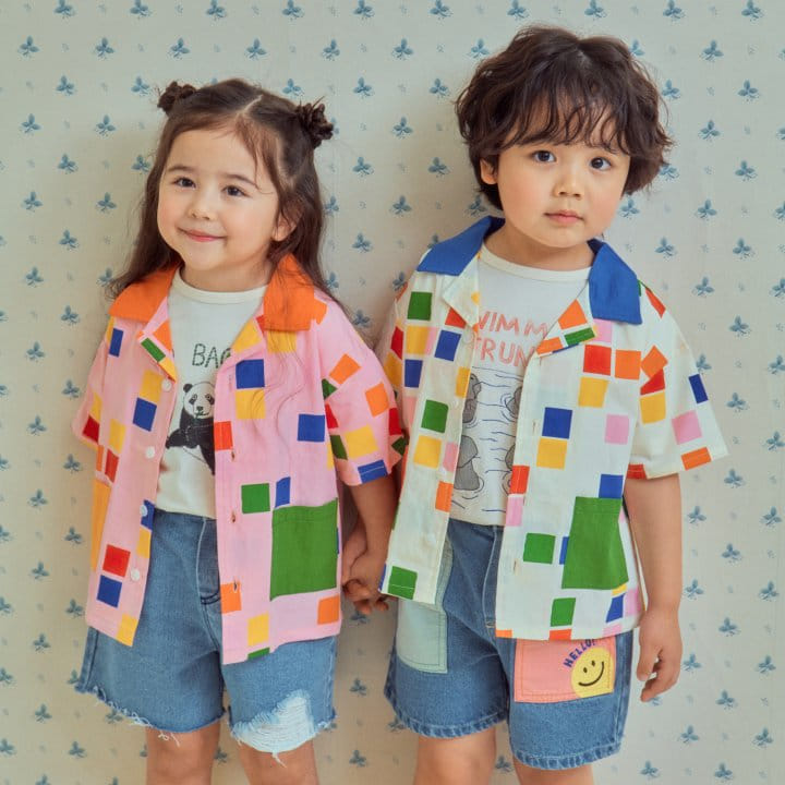 1St Blue - Korean Children Fashion - #childofig - Square Collar Shirt - 3