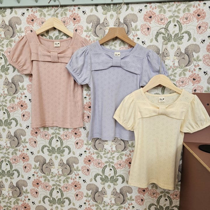 1St Blue - Korean Children Fashion - #childrensboutique - Ribbon Eyelet Tee - 8
