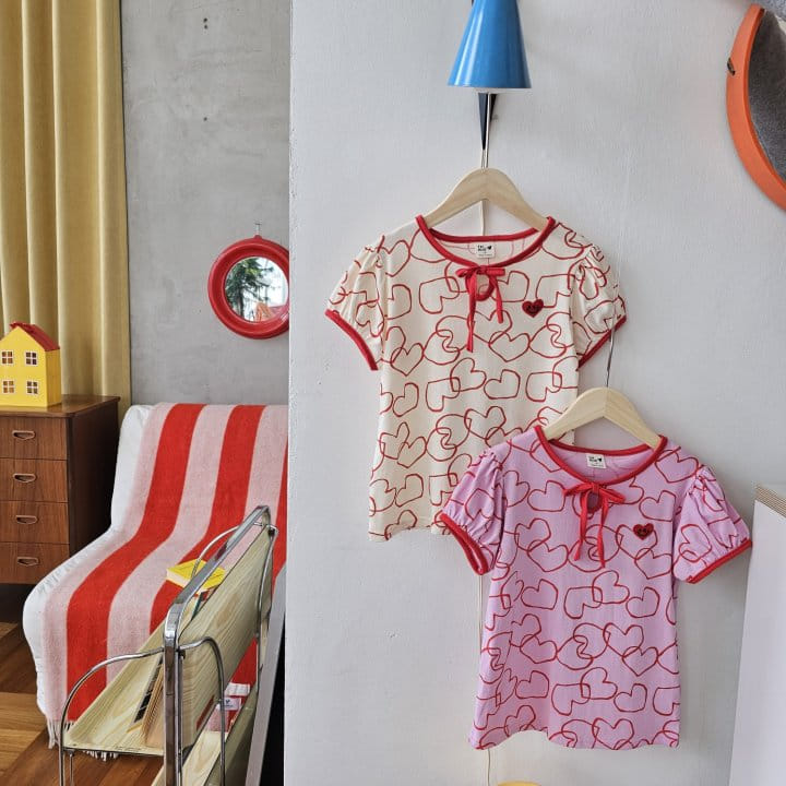 1St Blue - Korean Children Fashion - #fashionkids - Heart Kkiri Puff Tee - 8