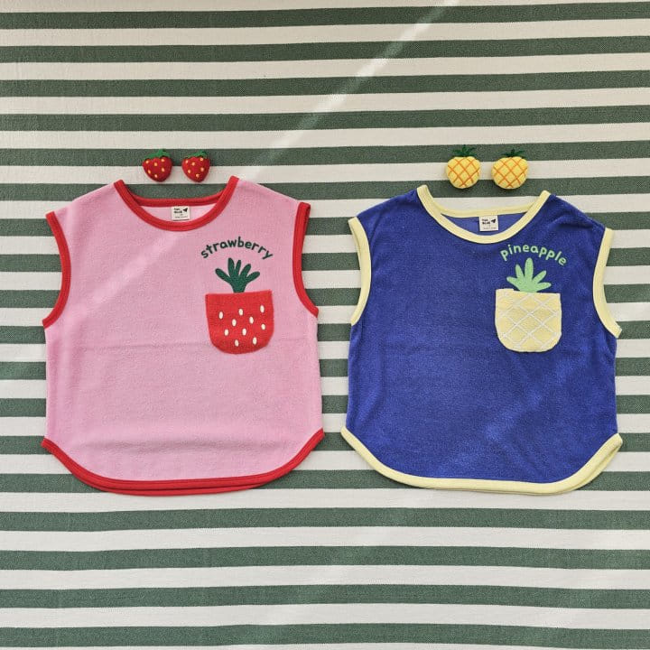 1St Blue - Korean Children Fashion - #littlefashionista - Fruit Pocket Sleeveless Tee - 7