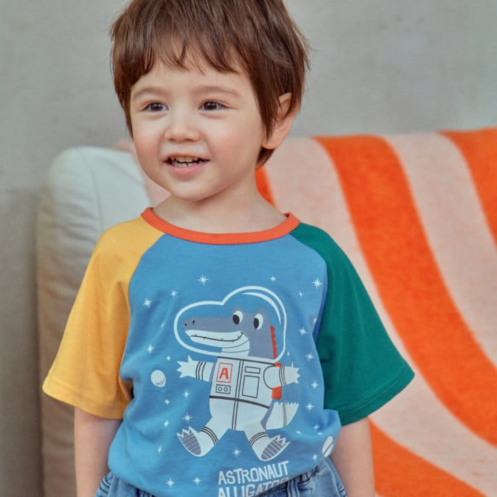 1St Blue - Korean Children Fashion - #littlefashionista - Space Animal Tee  - 3