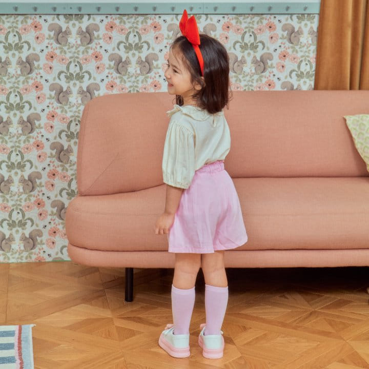 1St Blue - Korean Children Fashion - #prettylittlegirls - Neck Frill Puff Tee  - 2