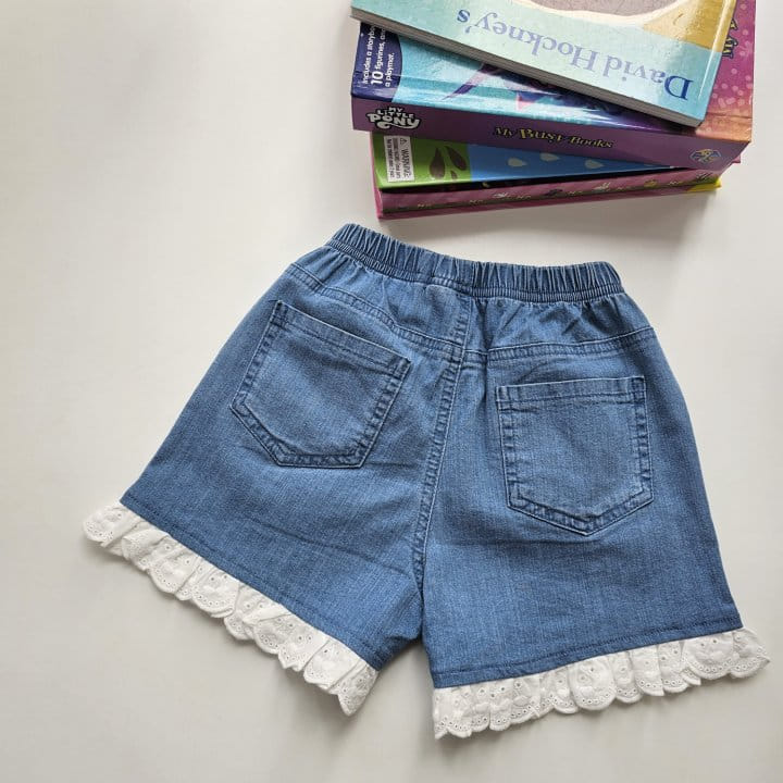 1St Blue - Korean Children Fashion - #prettylittlegirls - Ribbon Lace Denim Pants - 5