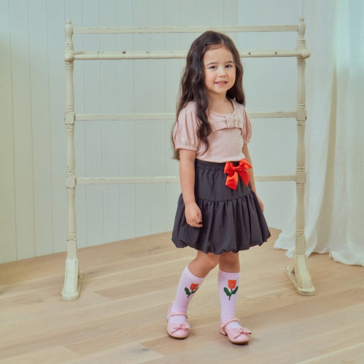 1St Blue - Korean Children Fashion - #stylishchildhood - Ribbon Eyelet Tee - 6