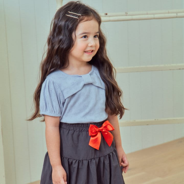 1St Blue - Korean Children Fashion - #toddlerclothing - Ribbon Eyelet Tee - 5
