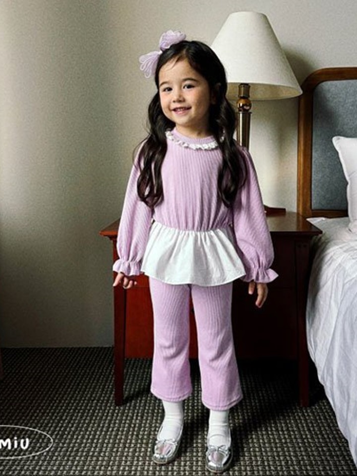 Rib Puff Shirring Top Bottom Set