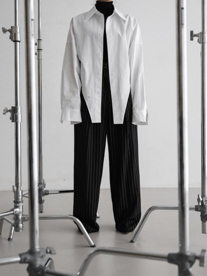 Wide Pin Stripe Set Up Suit Pleated Trousers