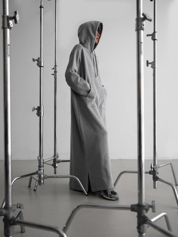 Maxi Length Hoodie Slit Detail Dress