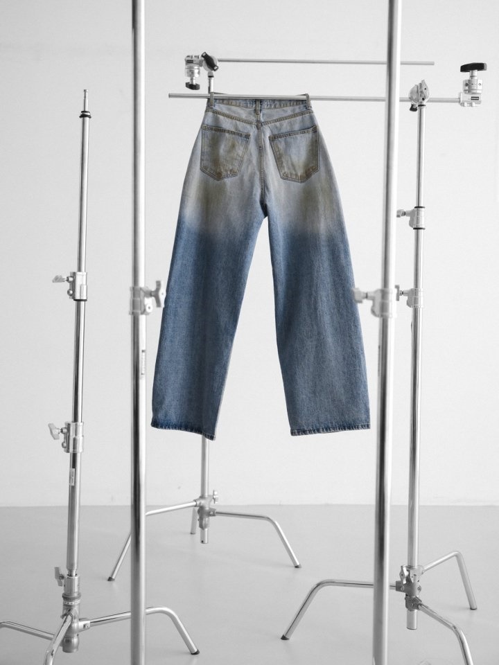 Dusty Mud Washed Wide Denim Trousers