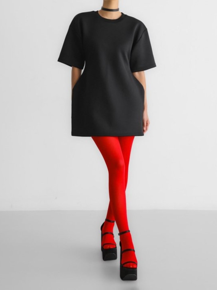 Neoprene Short Sleeves Mini Dress