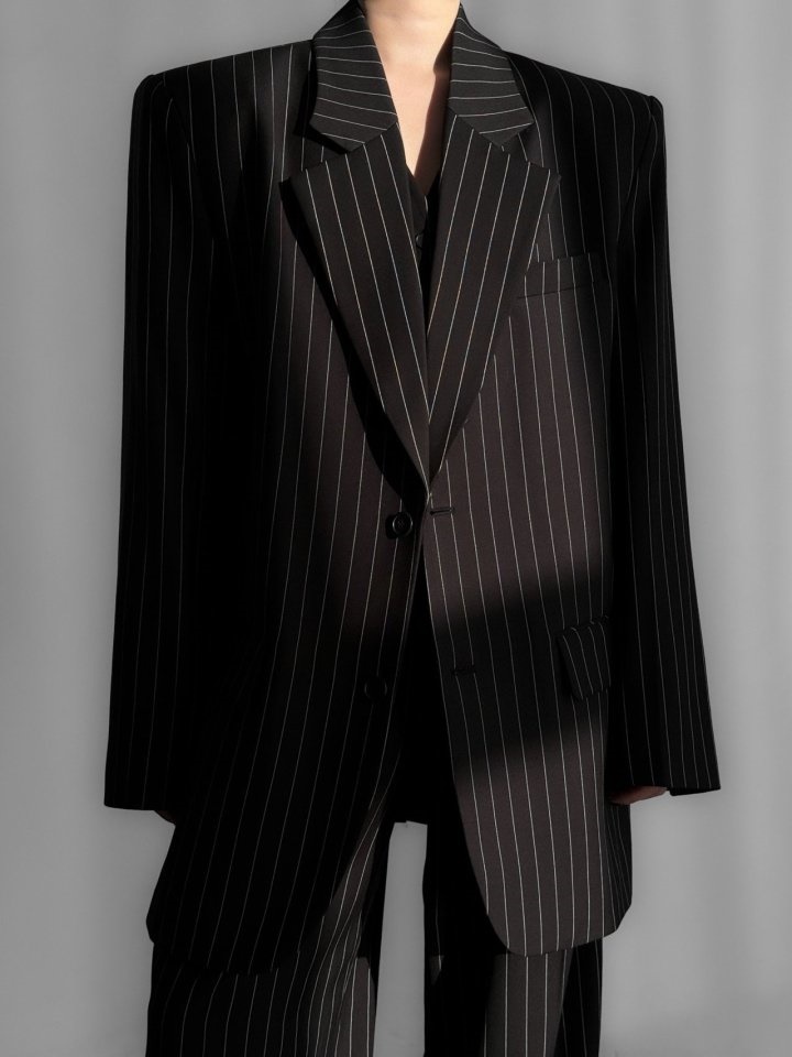 Wide Pin Stripe Set Up Suit Single Blazer