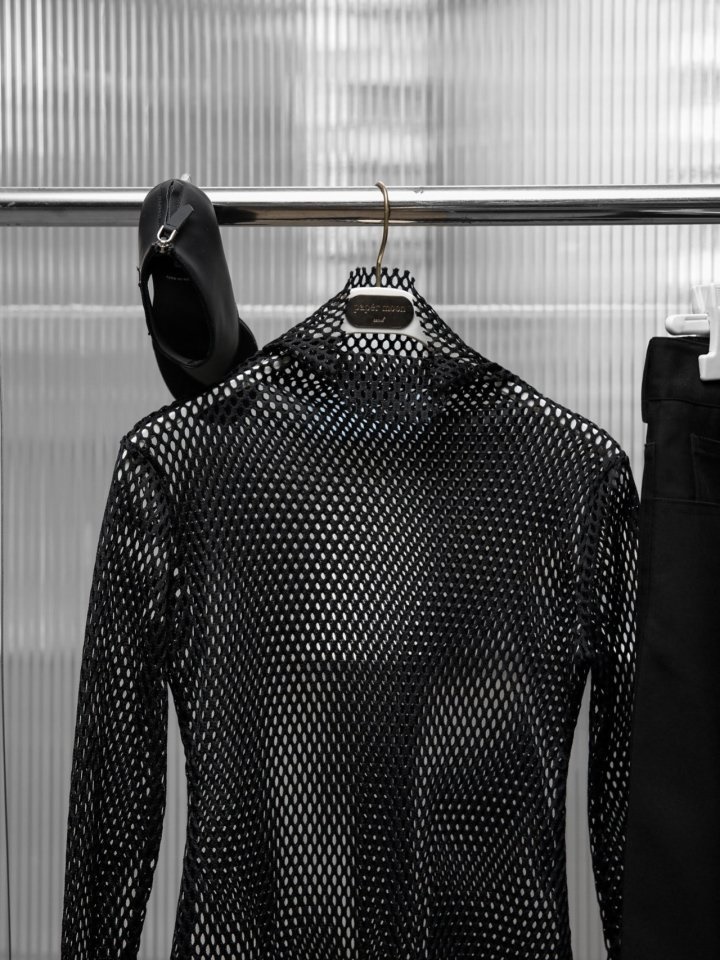 Fishnet Mock Neck Top