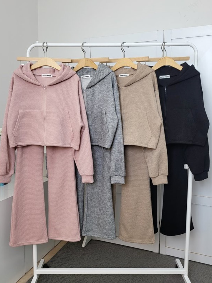 Addition Hoody Zip Up Top Bottom Set