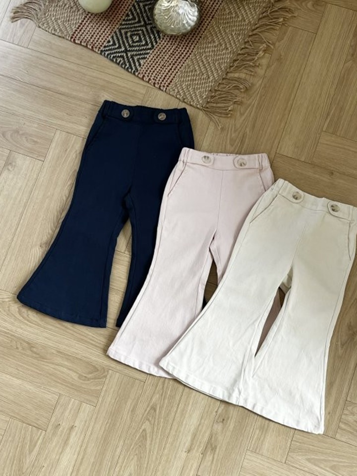 Button Span Boots Cut Pants