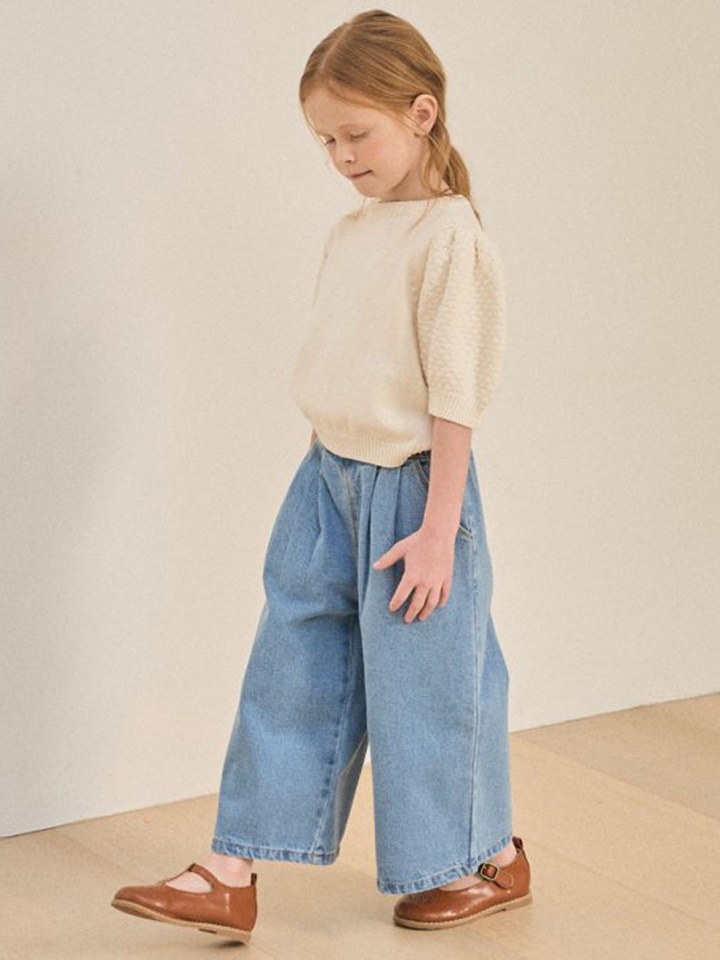 Wrinkle Denim Wide Pants