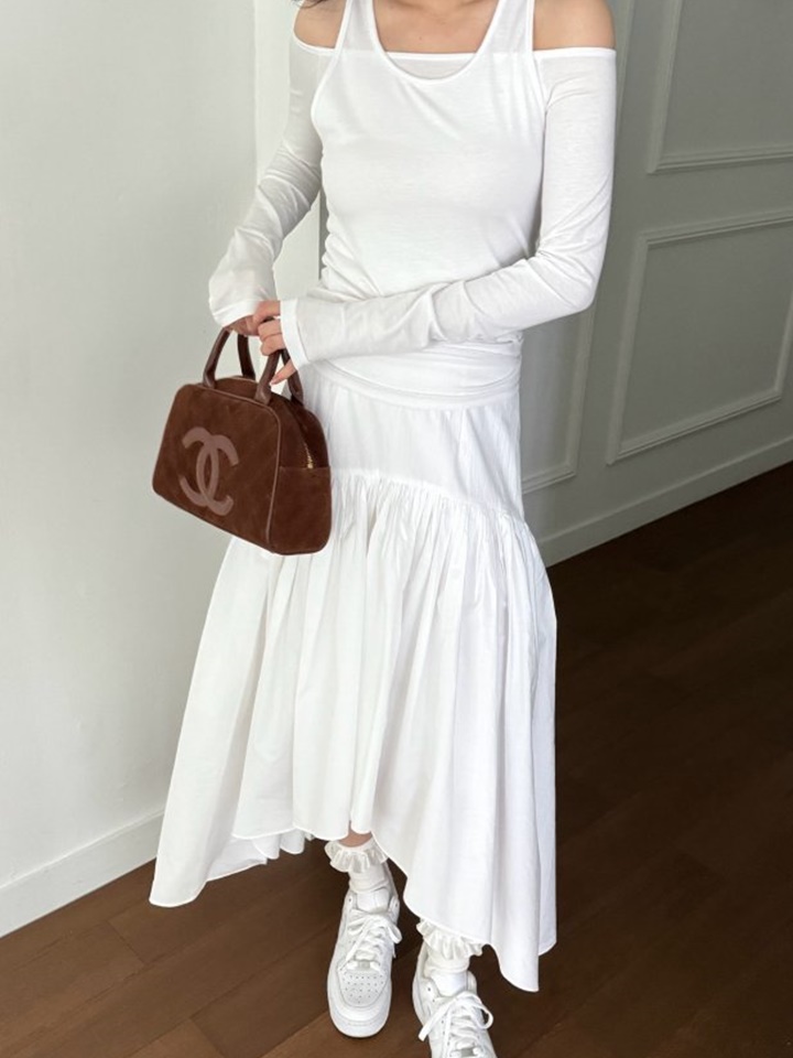 Unblance Shirring Skirt