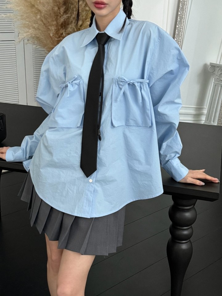 Pocket Shirring Shirt