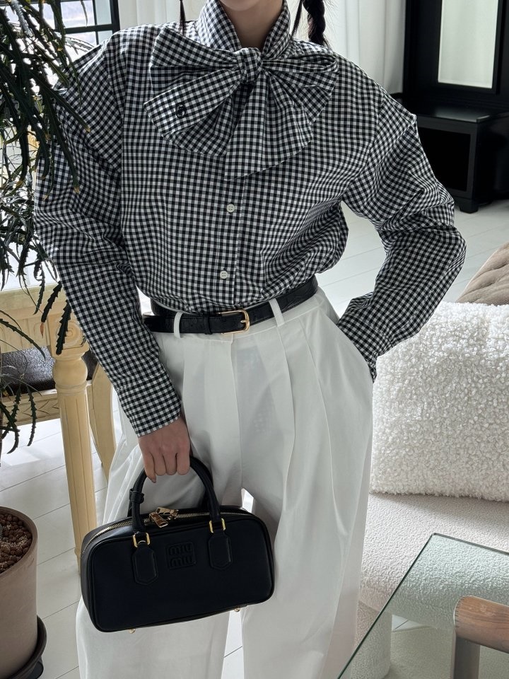Check Ribbon Blouse