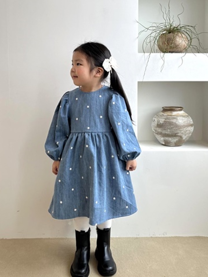 Denim Embroidery One-Piece