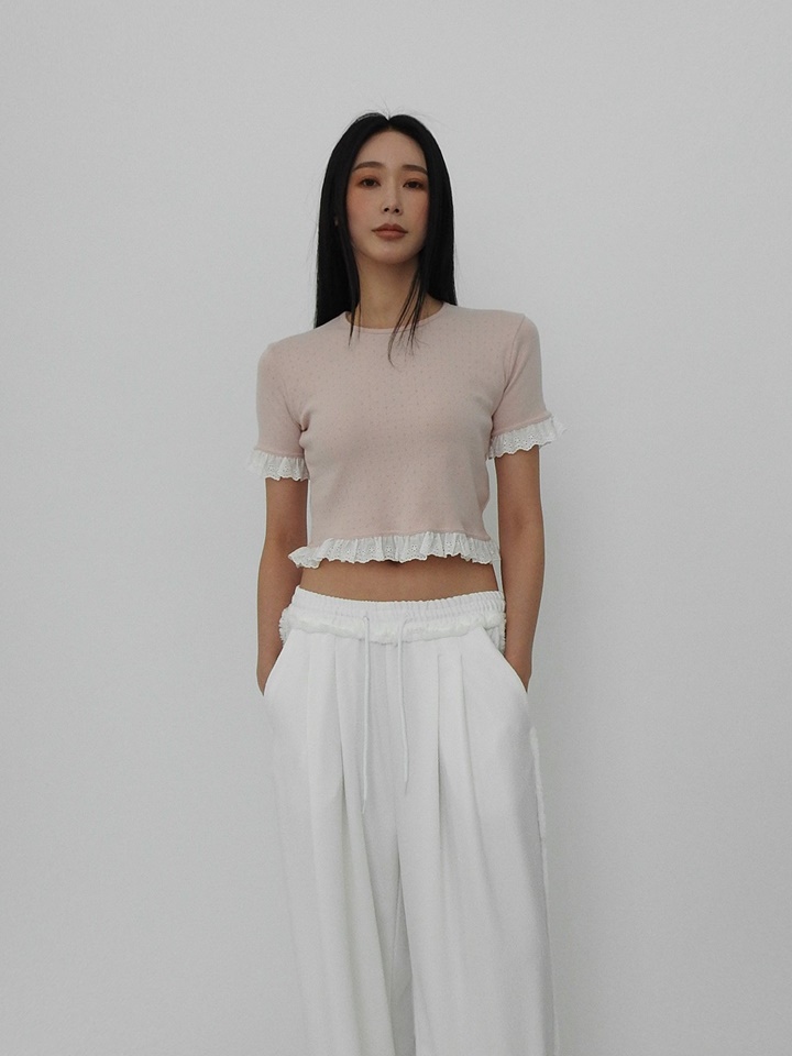Punching Lace Crop Tee