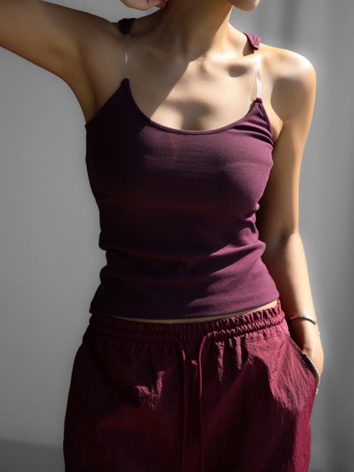 Shoulder Strapless Detail Ribbed Sleeveless Tank Top