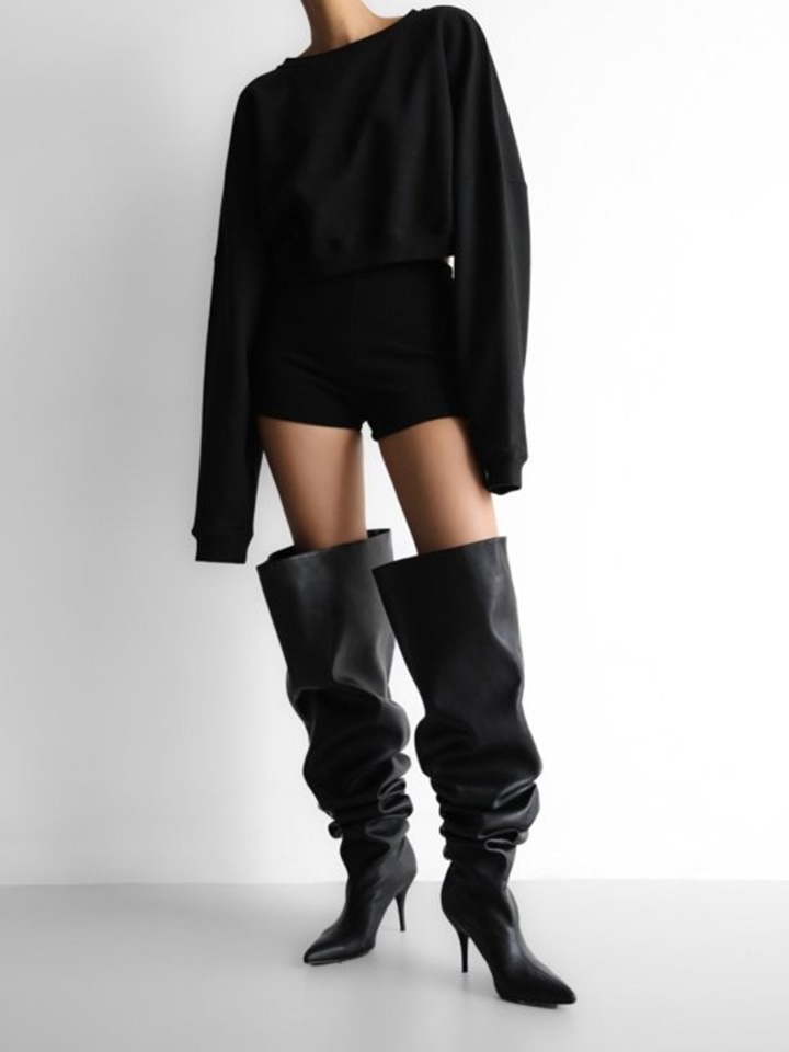 Back Unbalanced Cropped Detail Sweatshirt