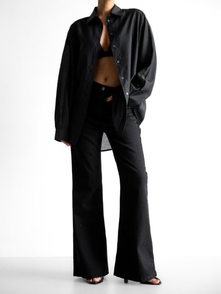 Classic High Waist Boots Cut Flared Black Jeans
