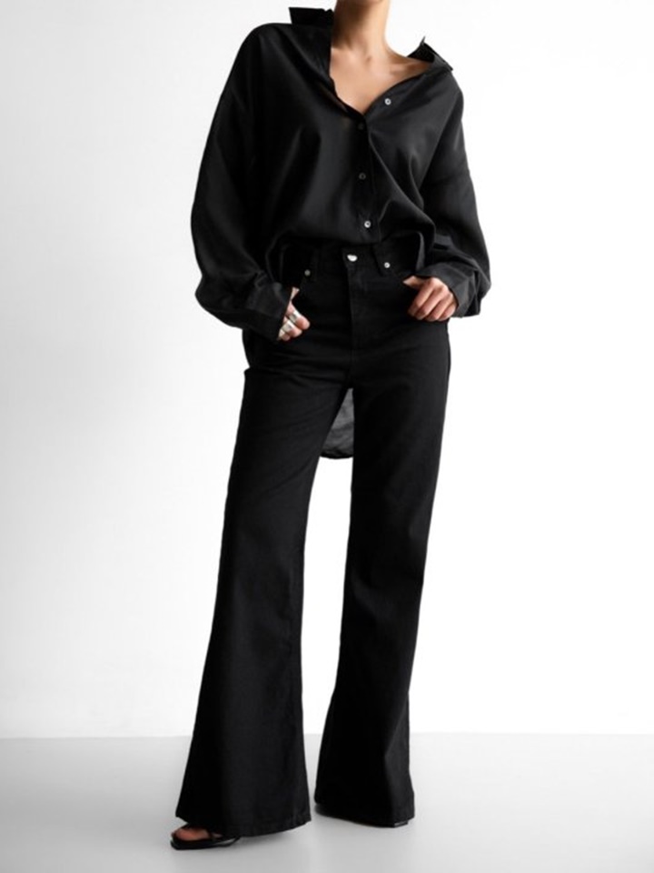 Sheer Silky Classic Button Down Shirt