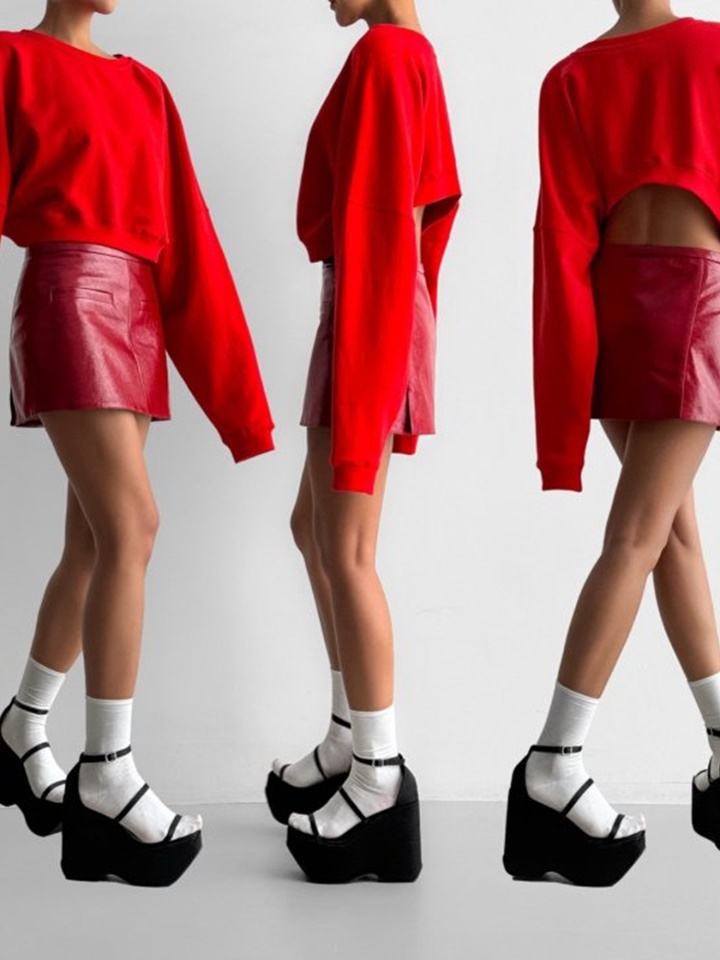 Crinkle Patent Vegan L Mini Skirt