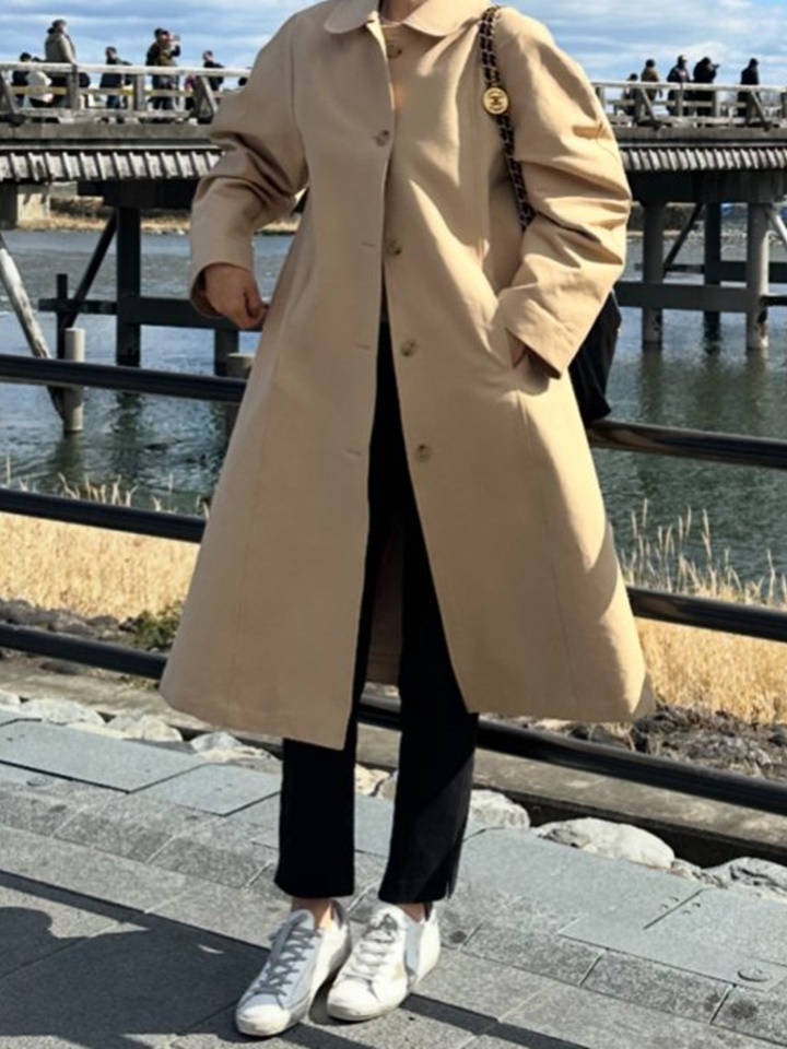 Round Collar Trench Coat