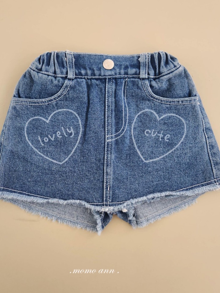 Heart Denim Skirt Pants