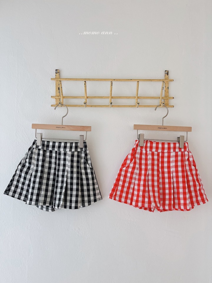 Check Wrinkle Skirt Pants