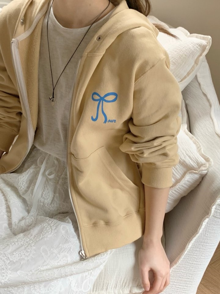 Ribbon Hoody Zip Up