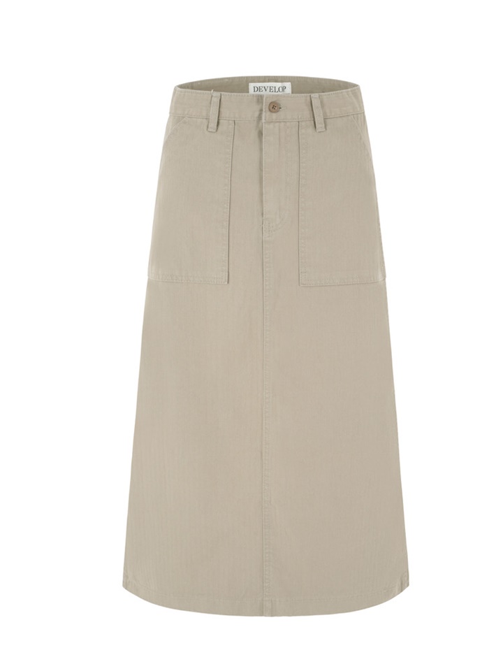 1316 Herringbone Washing Long Skirt