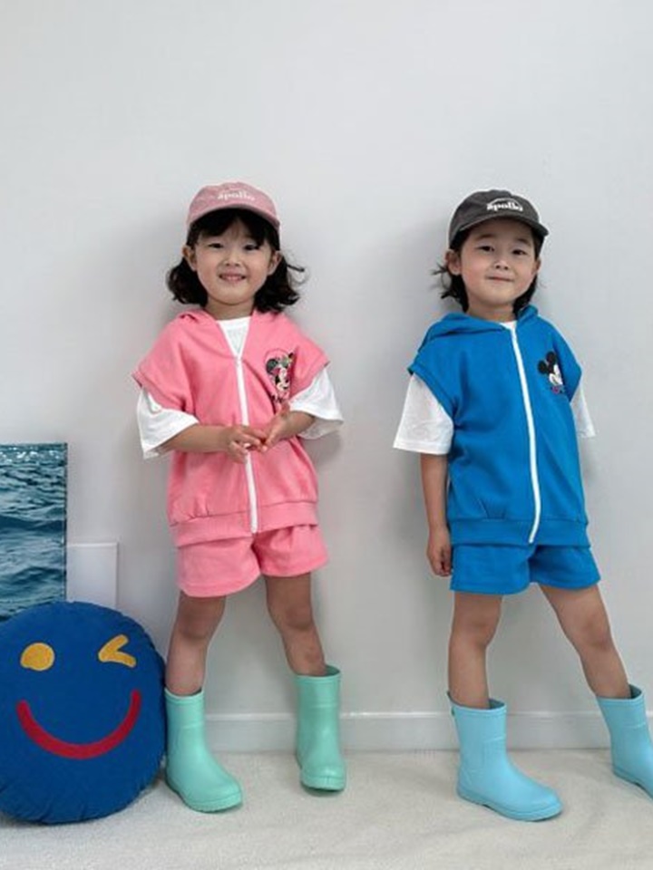 Hoody Zip Up Top Bottom Set