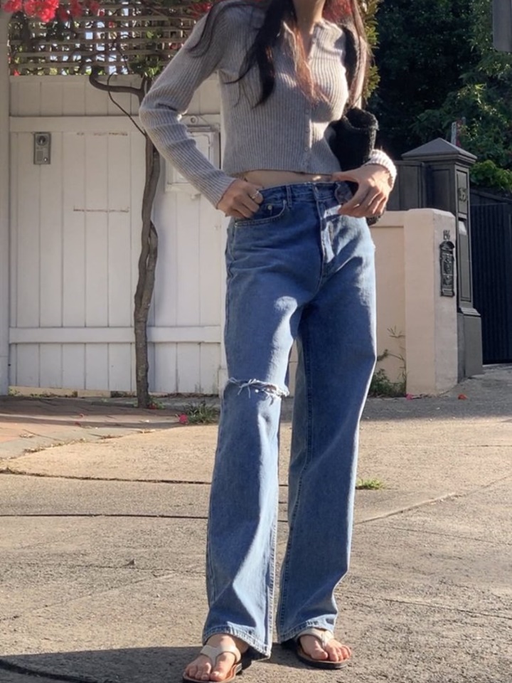 828 Knee Vintage Open Denim Pants