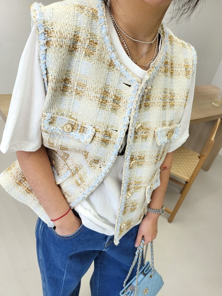 Tweed Open Vest