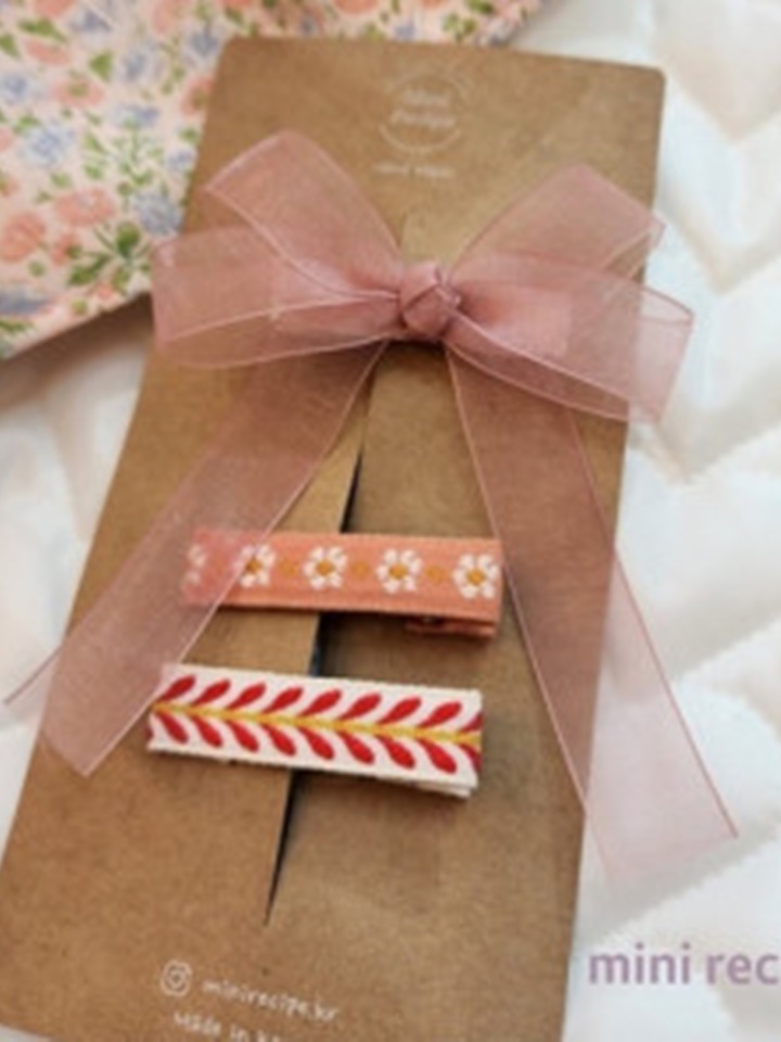 Ribbon & Flower Hair Pin Set