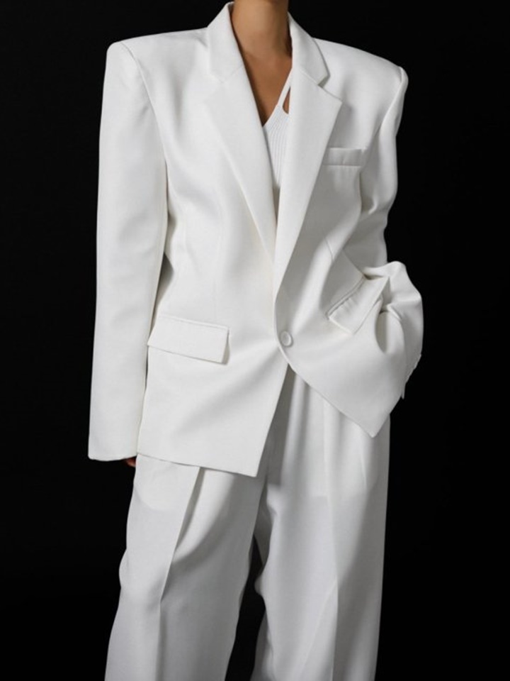 Square Shoulder Oversized Twill Blazer