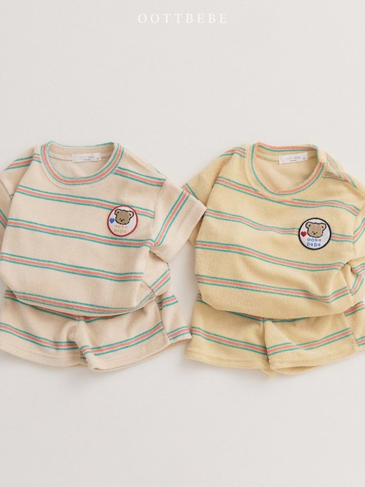 Summer Bear Terry Top Bottom Set