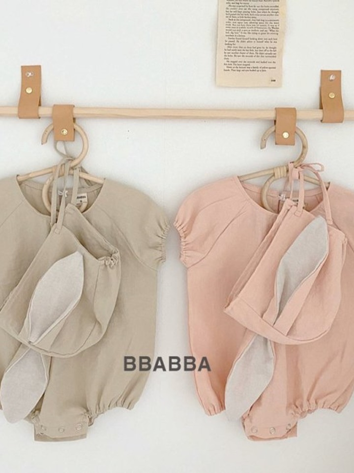 Linen Summer Rabbit Body Suit Bonnet Set