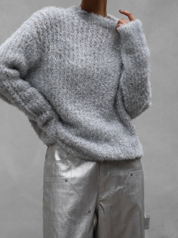 Metallic Pearl Oversized Knit Top