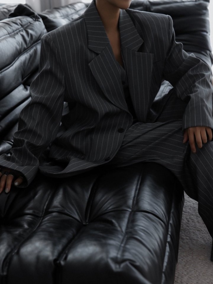 Wide Pin Stripe Set Up Suit Single Blazer