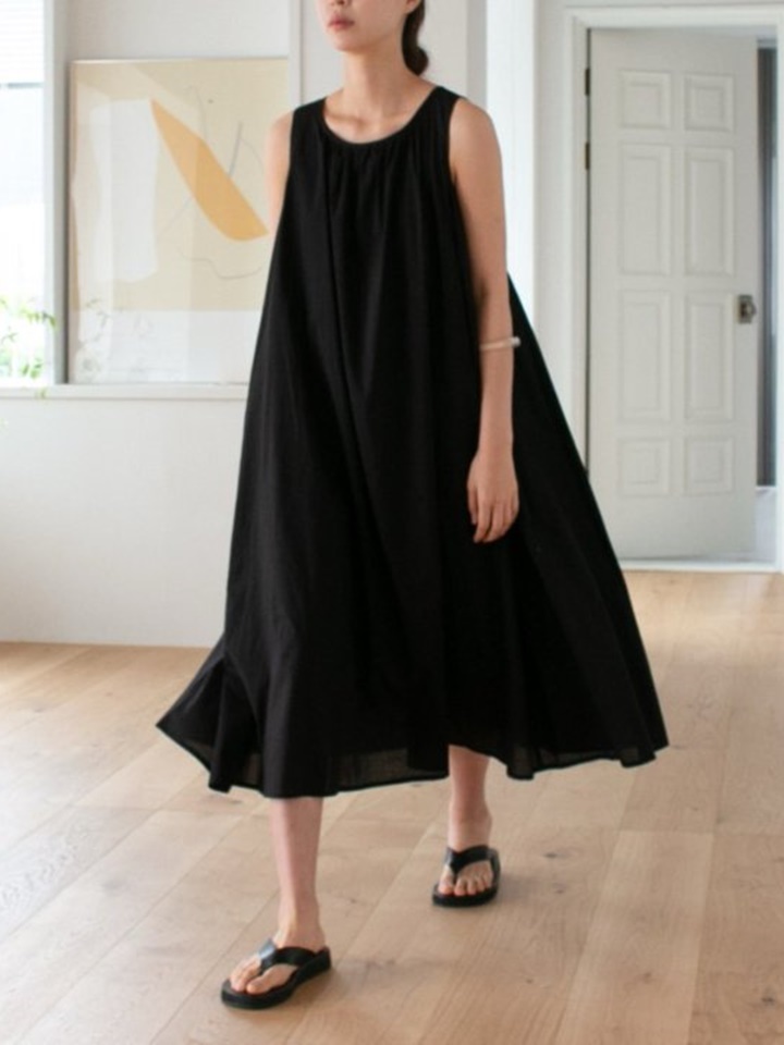 C Shirring Sleeveless One-piece