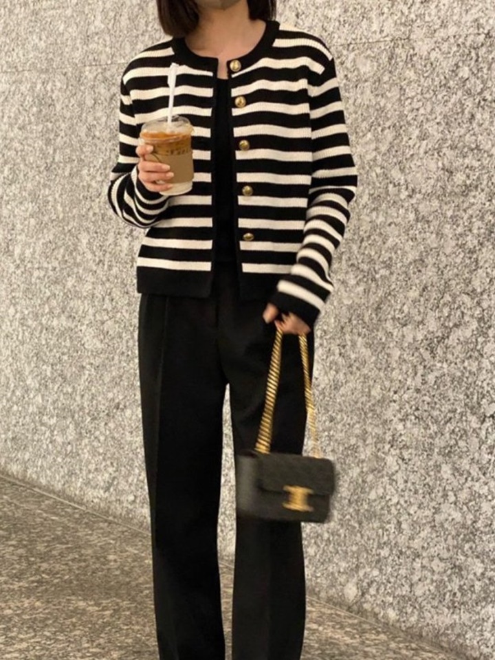 French Stripe Knit Cardigan