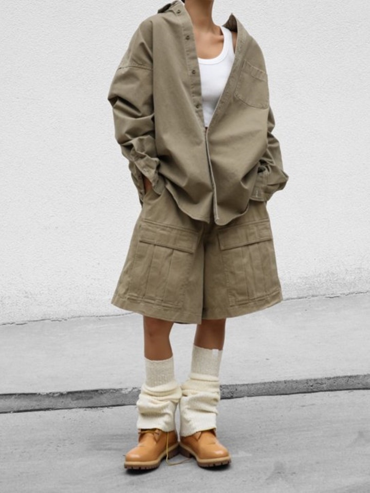 Washed C Oversized Stitch Button Down Shirt